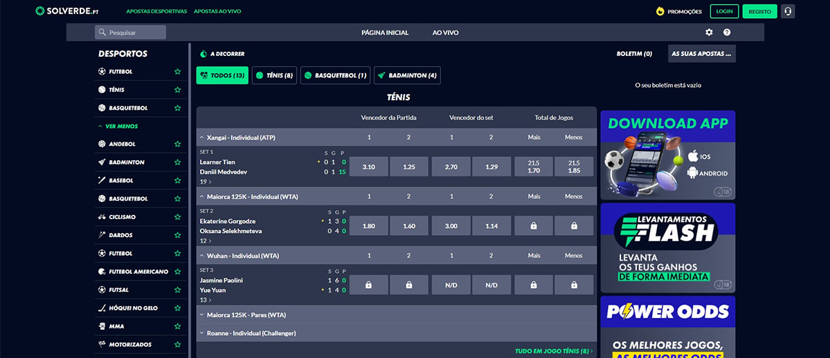 Apostas ao vivo nas Apostas Solverde