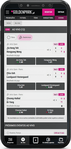 Apostas ao vivo da GoldenPark no telemóvel
