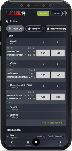 Apostas ao vivo do Placard no telemóvel