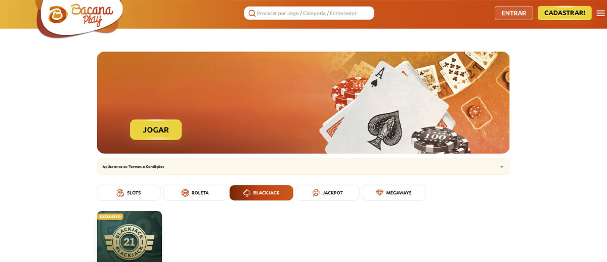 Blackjack online no BacanaPlay