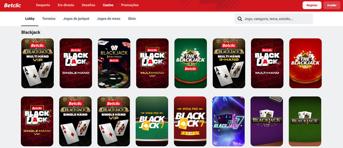 Blackjack online na Betclic