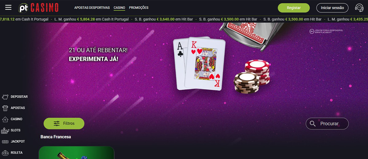 Blackjack online no Placard