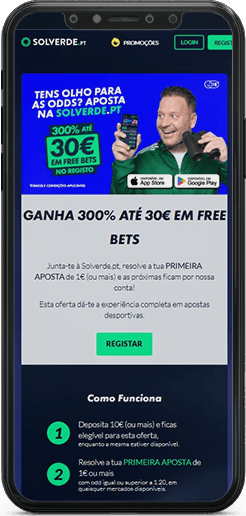O ecrã com os bónus de apostas da Solverde no telemóvel