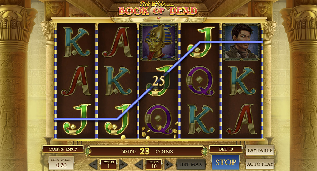 O ecrã inicial da slot Book of Dead