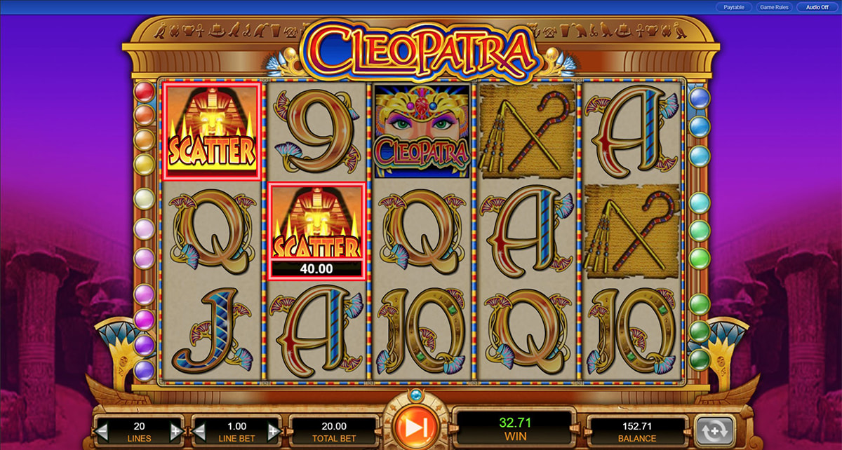 O ecrã inicial da slot Cleopatra