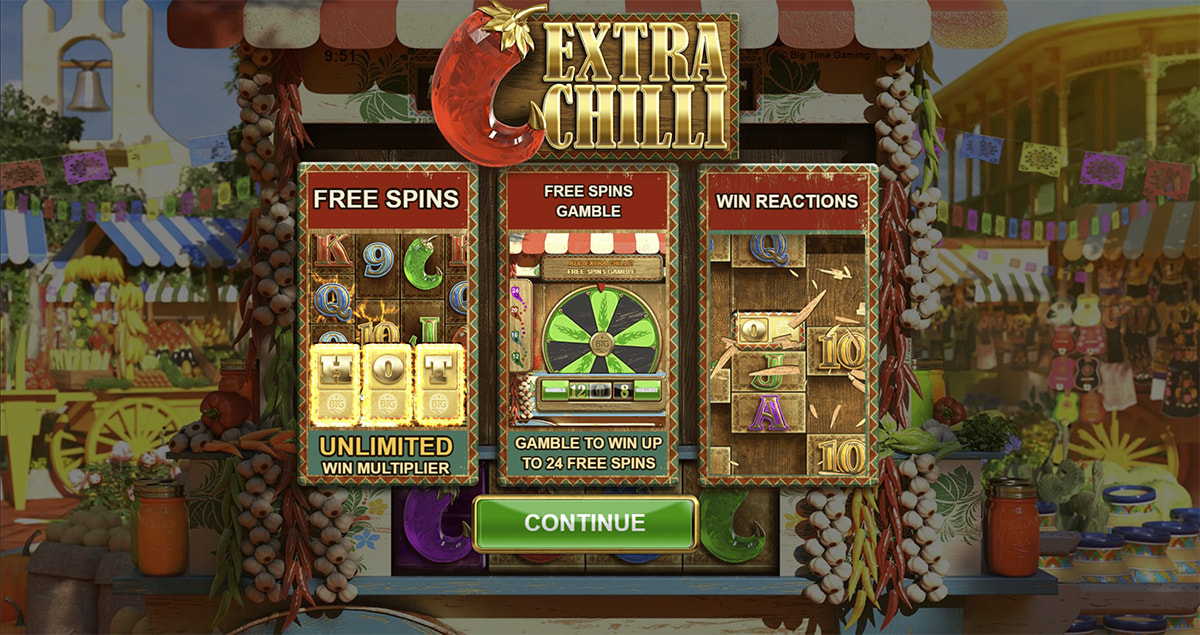 O ecrã inicial da slot Extra Chilli