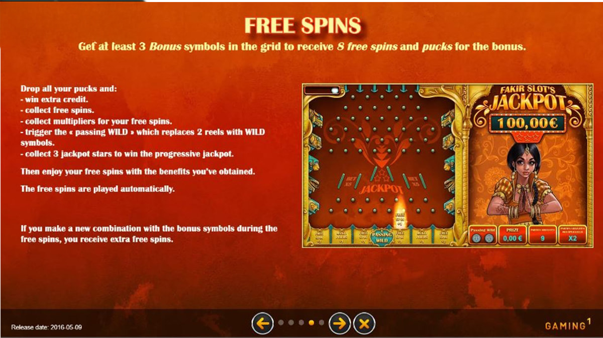 O ecrã inicial da slot Fakir