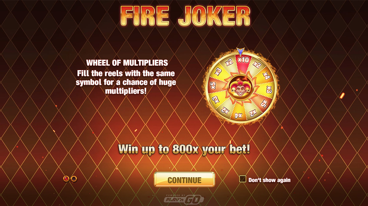 O ecrã inicial da slot Fire Joker