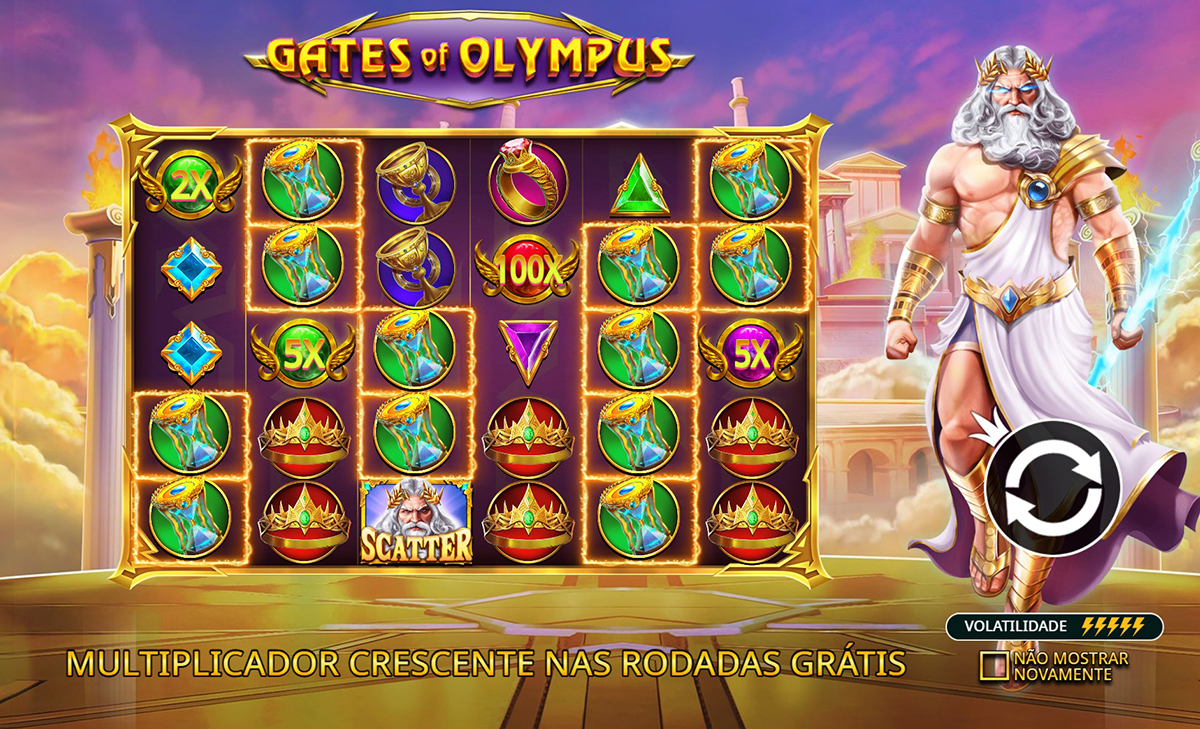 O ecrã inicial da slot Gates of Olympus