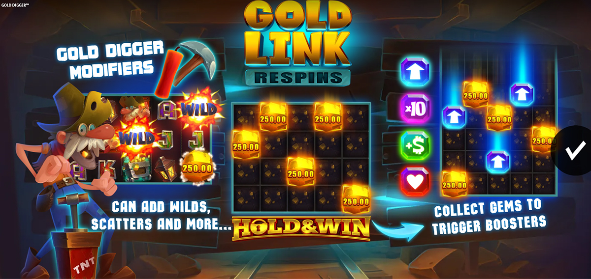 O ecrã inicial da slot Gold Digger