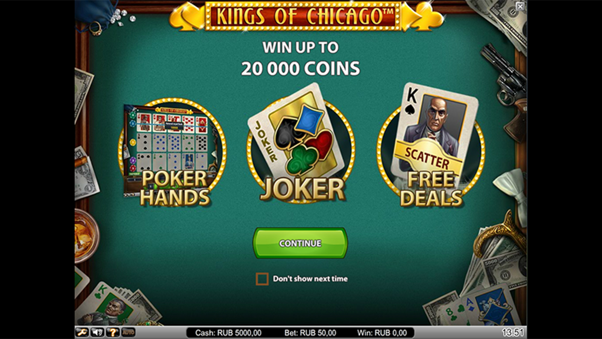 O ecrã inicial da slot Kings of Chicago
