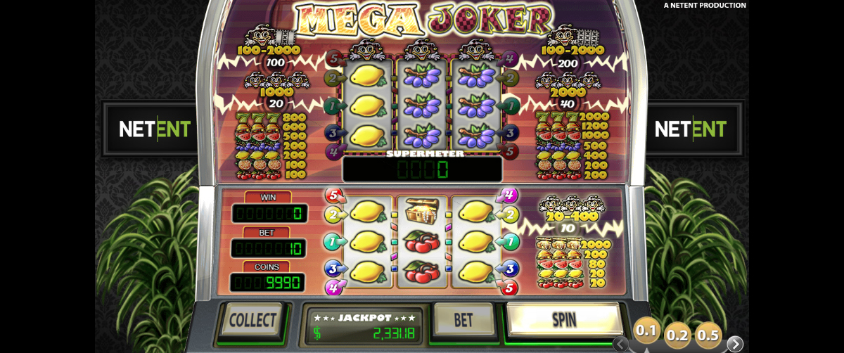 O ecrã inicial da slot Mega Joker