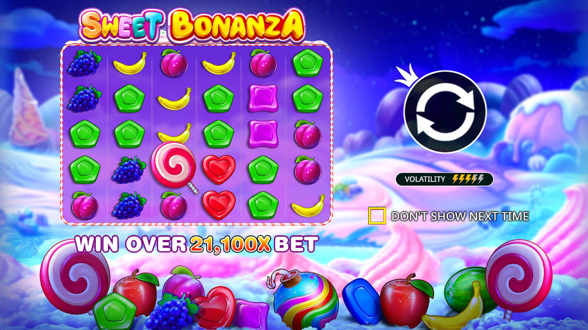 O ecrã inicial da slot Sweet Bonanza