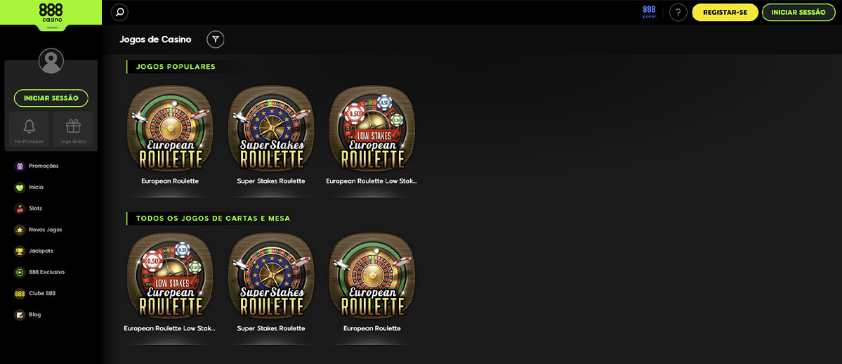 Roleta online no 888casino