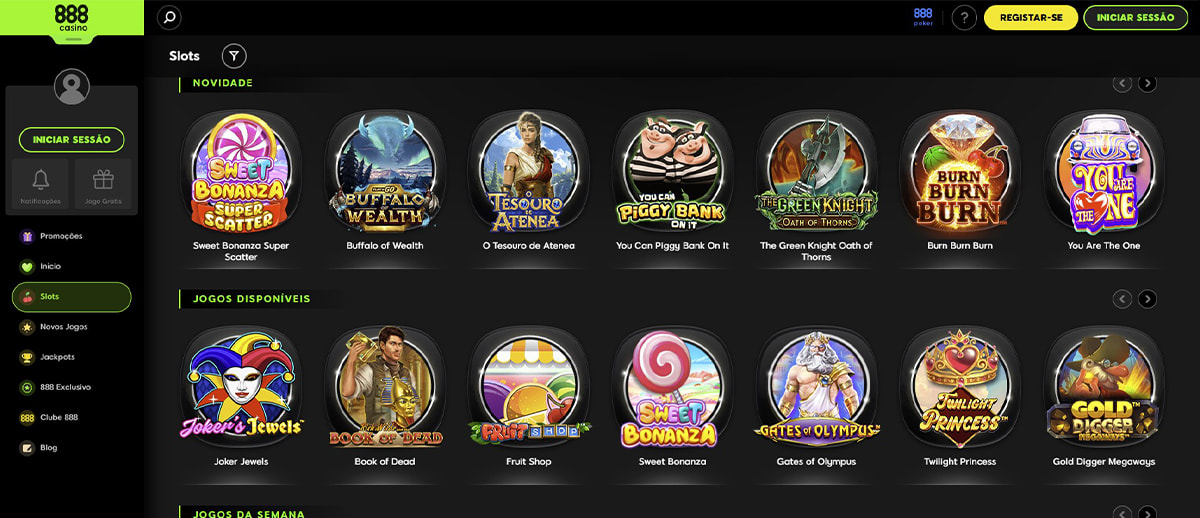 Slots online disponíveis no 888casino