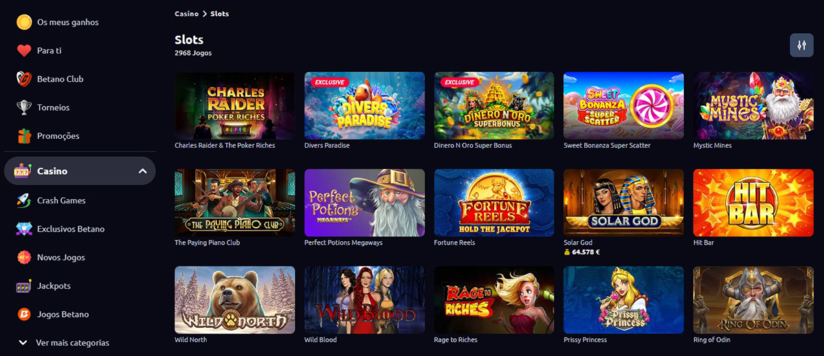 Slots online disponíveis na Betano