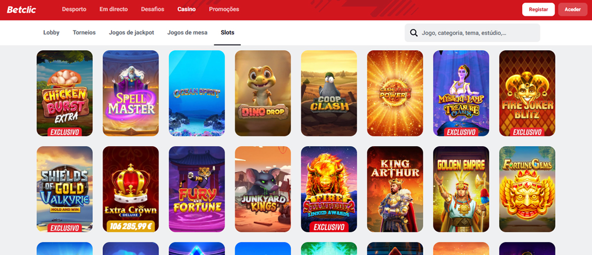 Slots online disponíveis na Betclic