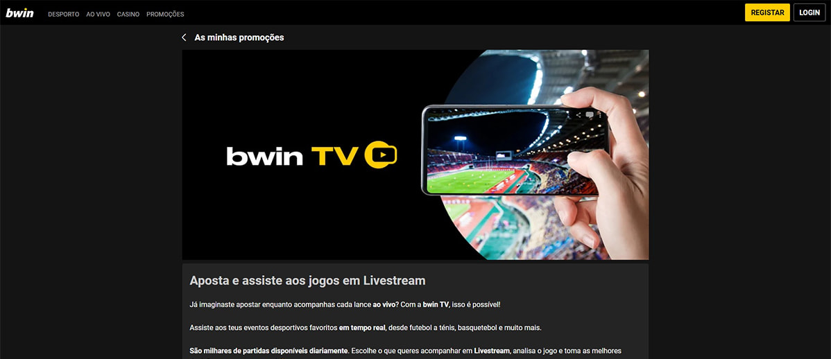 Transmissão em direto na bwin